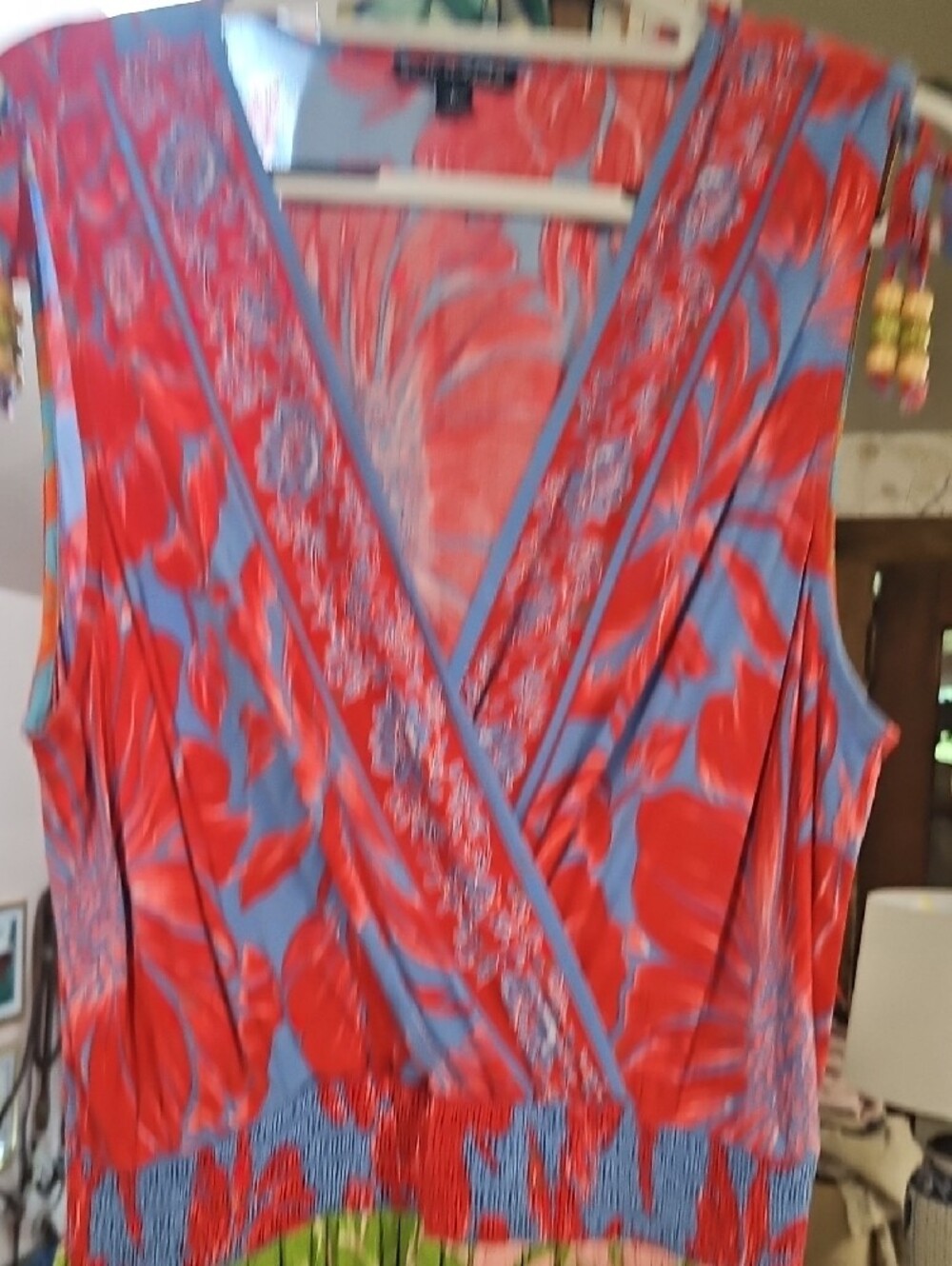 Bright Multi-Panel Floral Maxi Dress - Sleeveless Wrap - Picture 4 of 10
